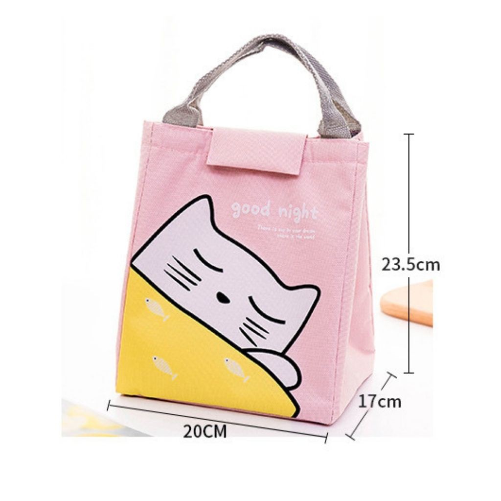 Túi đựng hộp cơm giữ nóng giữ lạnh chống nước tốt hoạ tiết dễ thương TĐC07