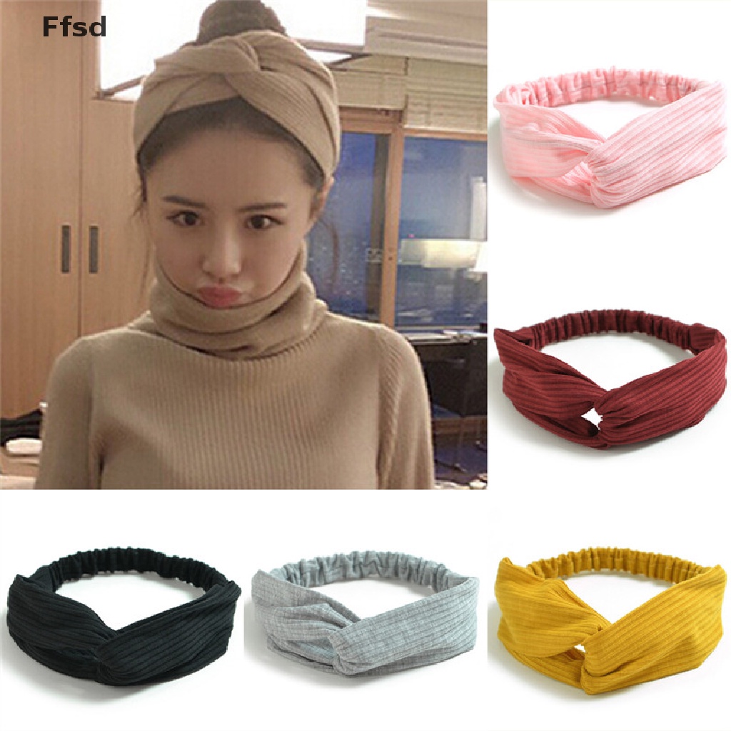 {Ffsd} Băng Đô Cài Tóc Lụa Thắt Nút Chéo Dành Cho Nữ * Hot
