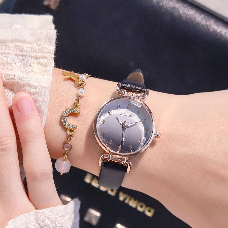 Đồng hồ quartz kèm lắc tay màu gradient pha lê thiết kế kháng nước thời trang cho nữ
