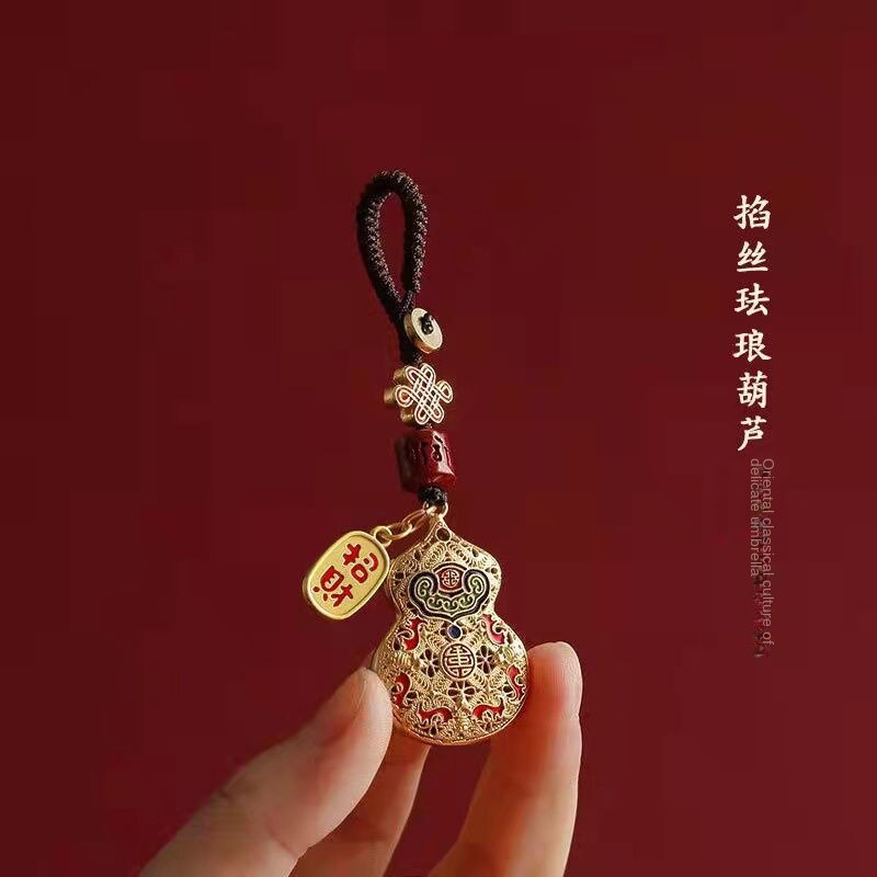 Kcs Mặt Dây Treo Chìa Khóa Xe Hơi Bằng Đồng Nguyên Chất Hình Hồ Lô Thắt Nút Phong Cách Trung Quốc Sáng Tạo Cho Cặp Đôi