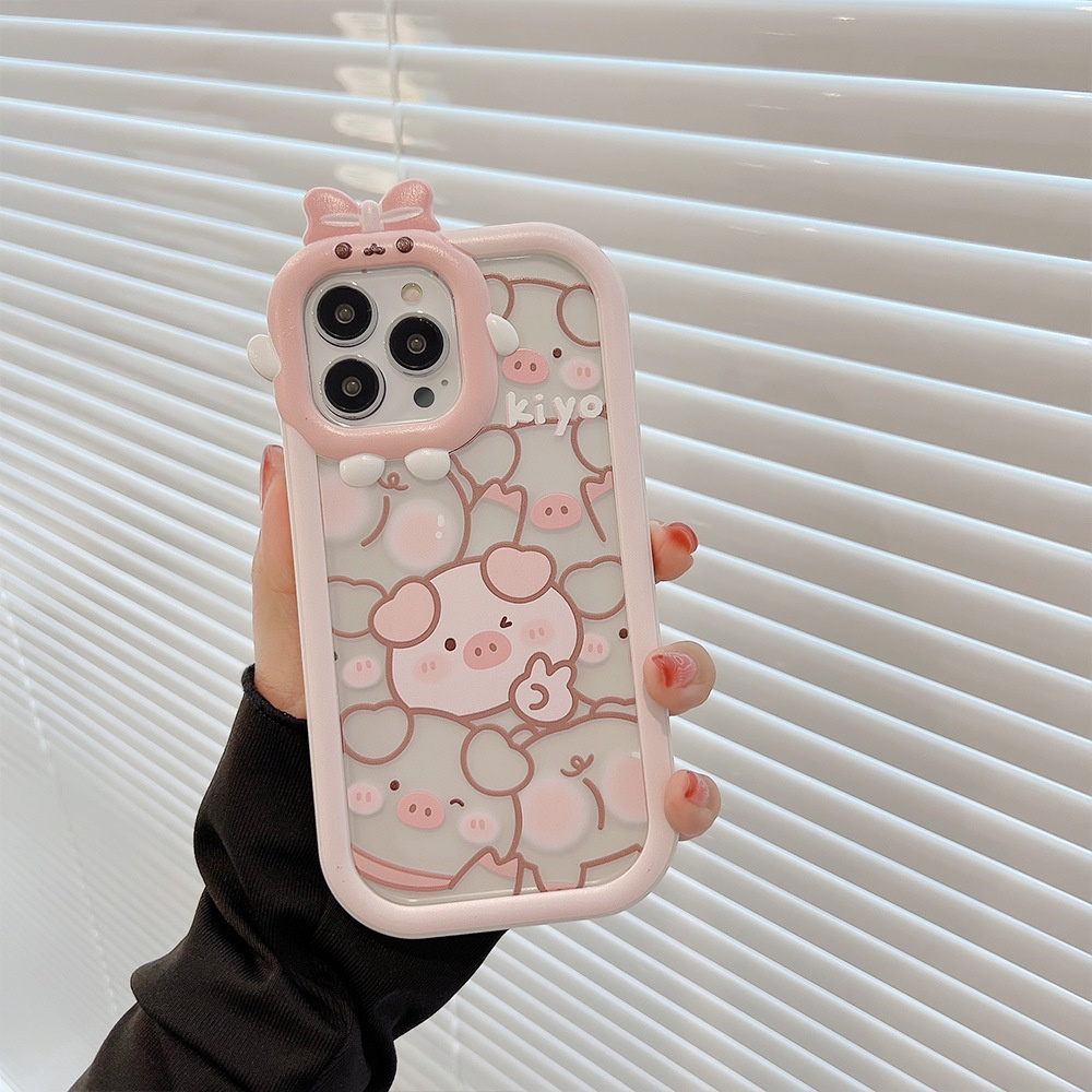 Ốp lưng iphone viền rời chống sốc Chú Heo Kiyo 13promax/13pro/13/12promax/12pro/12/11promax/11/7plus/8plus - Ina Case