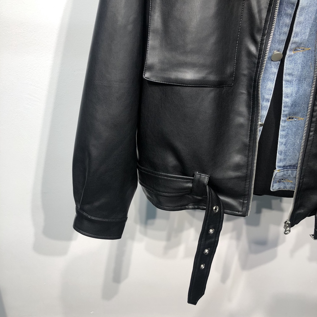 Áo da nam hàn quốc cổ bè dài tay cao cấp hàng chuẩn loại 1