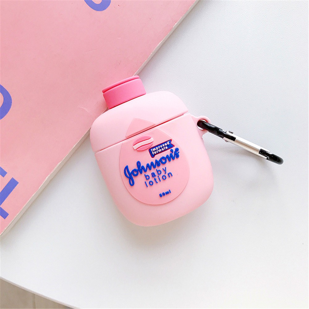 AirPods Case hình chai lotion Johnson Baby màu hồng