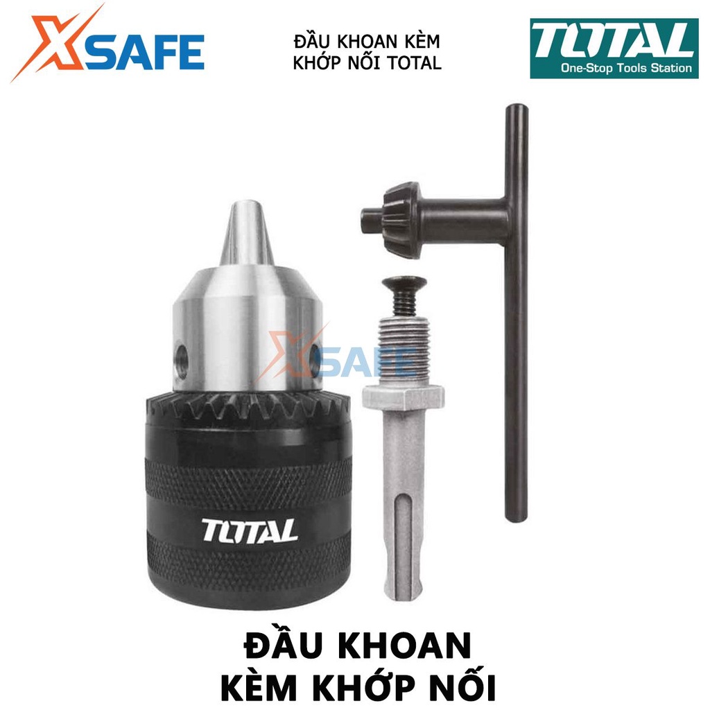 Đầu khoan kèm khớp nối TOTAL TAC451301.1 Đầu khoan có răng khả năng khoan 1.5-13mm, kích thước kết nối 1/2&quot; - [XSAFE]