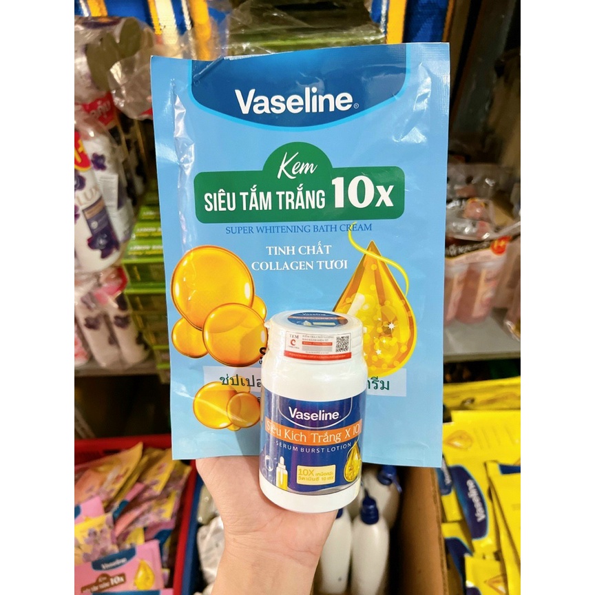 Combo Siêu Kích Trắng va2 tắm trắng  Vaselin - Thái Lan,shop về 3 màu nè
