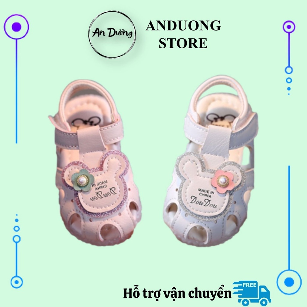 Dép tập đi cho bé gái, sandal tập đi bé gái 1 - 4 tuổi đế mềm kín mũi chống trượt chống vấp ( 7508 )