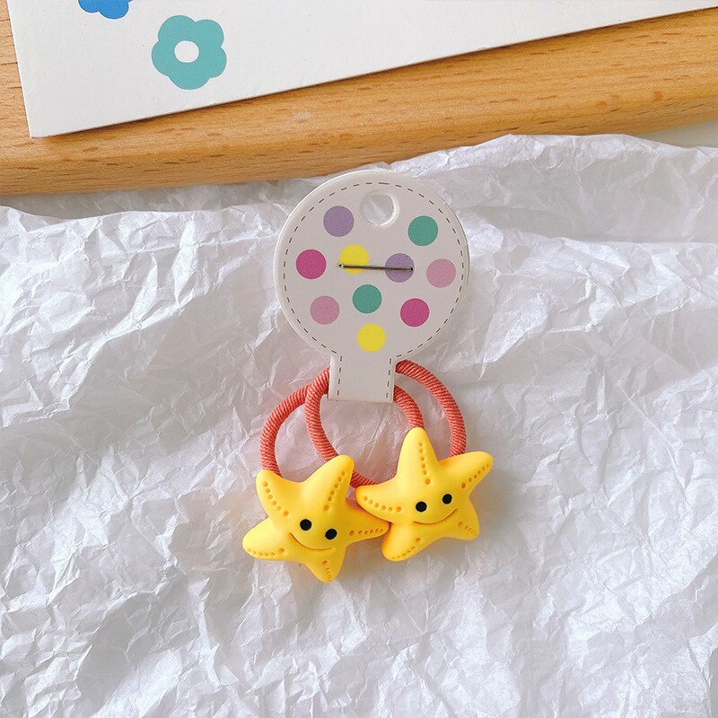Set 2 dây cột tóc co giãn họa tiết hoạt hình dễ thương dành cho bé gái