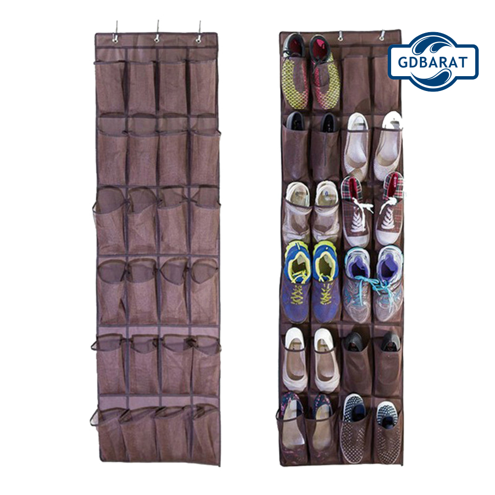 Túi đựng giày dép có móc treo tường sau cửa vải không dệt 24 ngăn giữ gọn gàng tiện lợi