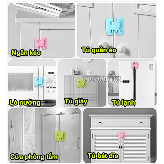 Chốt khoá tủ lạnh, tủ đồ cao cấp hình thú nhiều màu - Loại vỉ tiện lợi