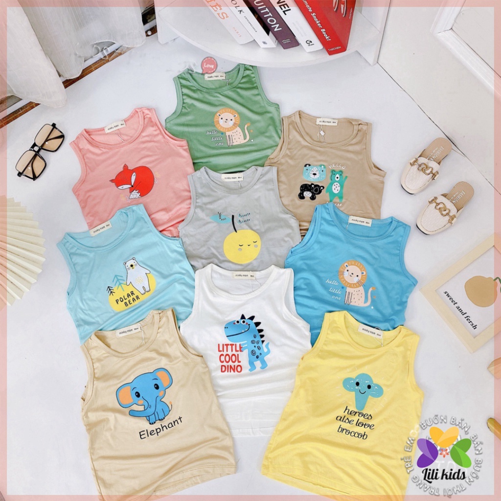 Áo ba lỗ cho bé trai và bé gái LILIKIDS chất thun lạnh thoáng mát họa tiết dễ thương