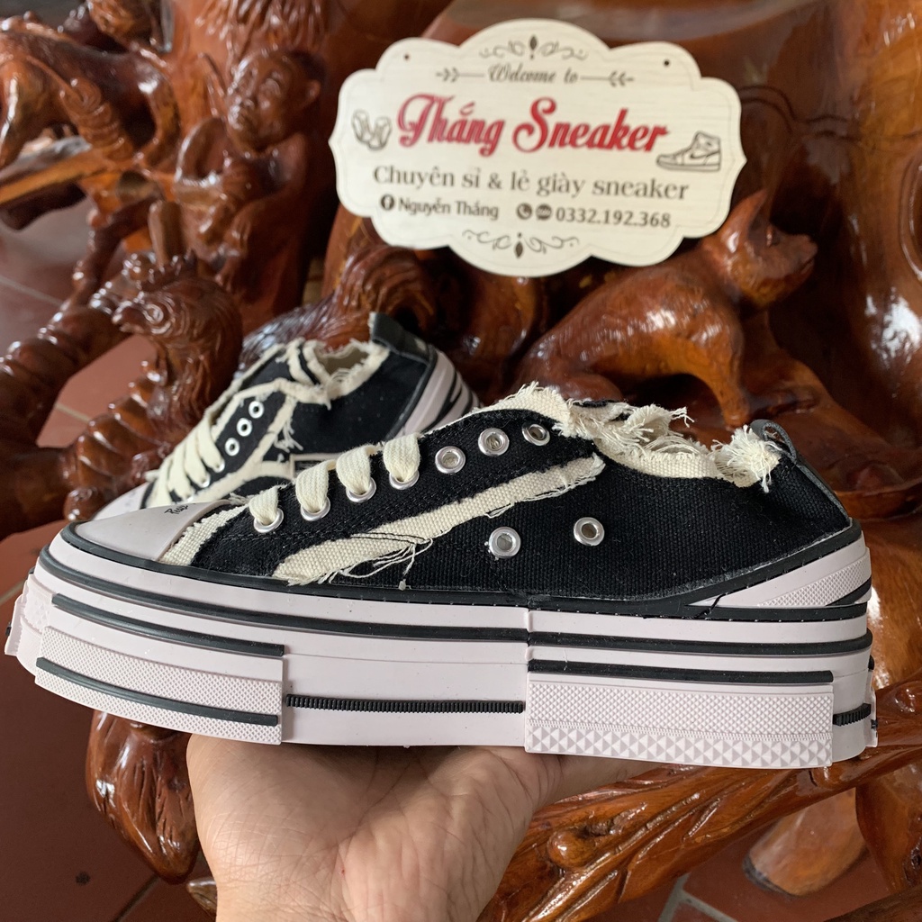 Giày Thể Thao 𝐗𝐯𝐞𝐬𝐬𝐞𝐥 đế gỗ Cv rách đen bản chuẩn   full size 36-43 mẫu mói 2023