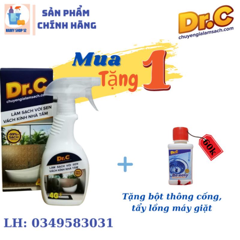 [TẶNG DẦU GỘI] Dung dịch Dr C 4G 300ML tẩy rửa cặn canxi vách kính, vòi sen inox, vệ sinh nhà tắm SIÊU RẺ