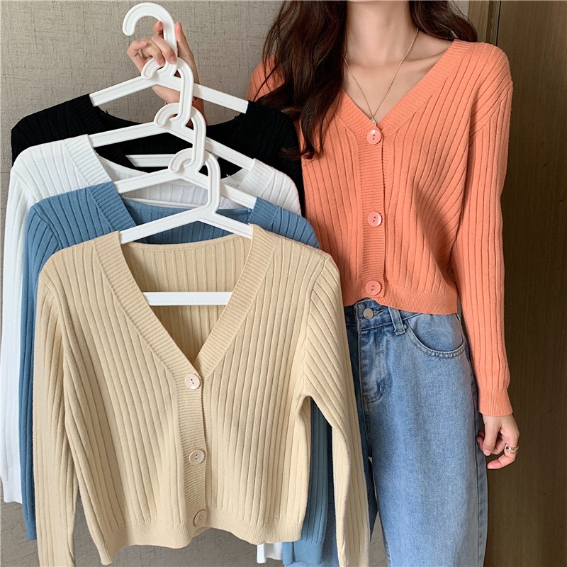 Áo cardigan len tăm khuy tròn Ulzzang (hàng QCCC) - Ảnh thật tự chụp