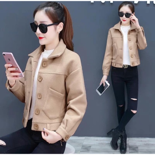 Áo dạ ngắn dài gấu