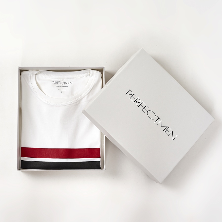 Áo thun nam cổ tròn 100% cotton Premium chính hãng PERFECTMEN sọc ngang đỏ đô, đen, trẻ trung, lịch lãm, vải xuất xịn | BigBuy360 - bigbuy360.vn