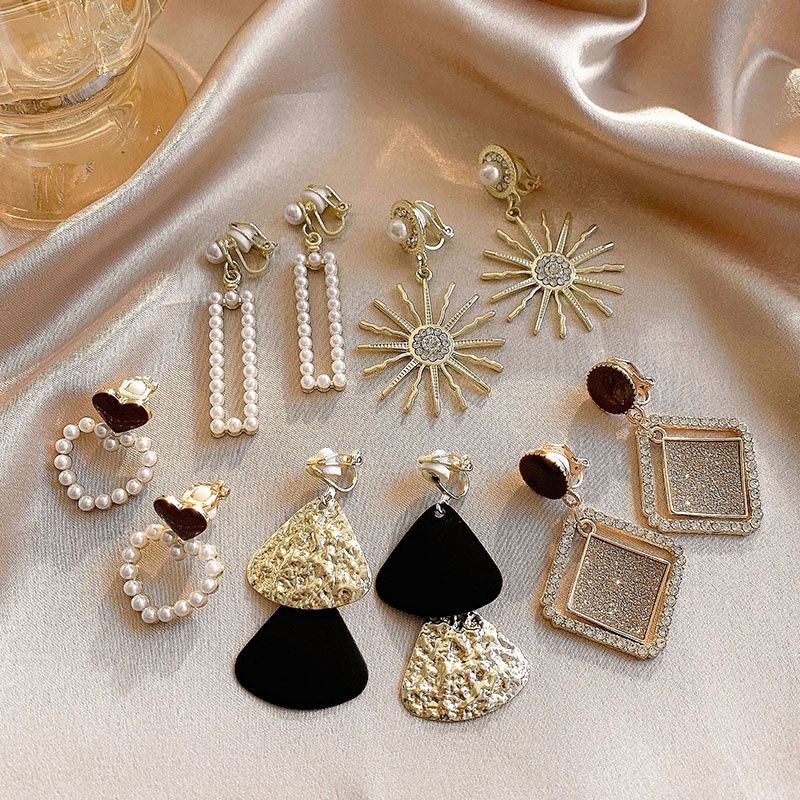 Bông Tai Kẹp Không Xỏ Lỗ Thiết Kế Đơn Giản Thanh Lịch Nhiều Kiểu Tùy Chọn