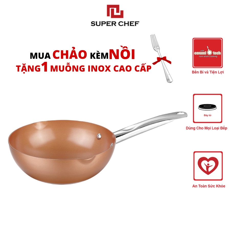 Chảo Chống Dính Sâu Lòng Bếp Từ Super Chef Siêu Bền, An Toàn.