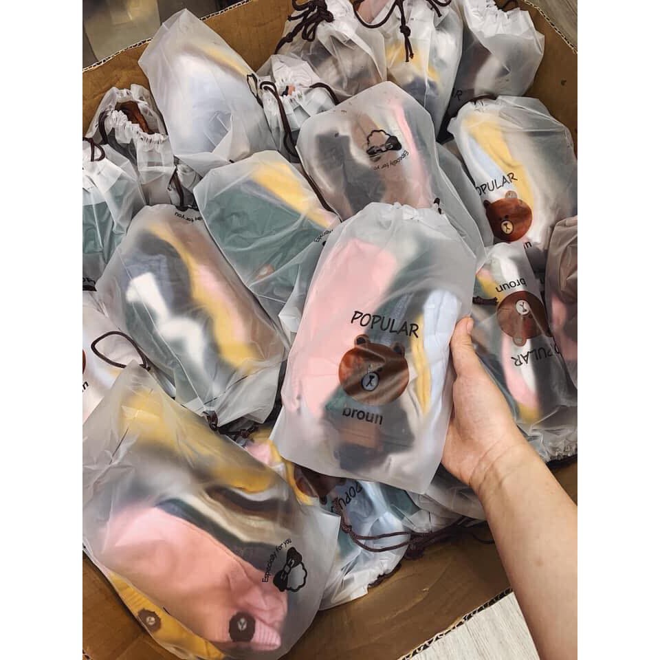 [Set 10 đôi] Tất - Vớ Nữ Hình Gấu Brown Loại 1 - Tặng Kèm Túi Rút Lụa Mờ Sang Mịn Cute