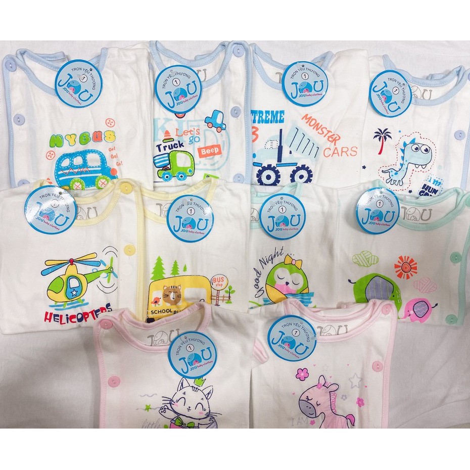 (Chất đẹp)Combo 5 Áo Sơ Sinh Bác Sĩ Tay Ngắn Tay dài Trắng Jou cho Bé Trai/ Bé Gái  vải cotton 100% mịn mát