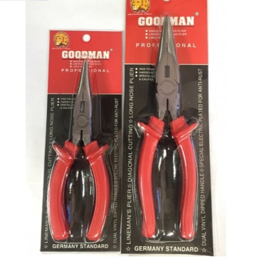 Kềm Nhọn, Kìm Nhọn GOODMAN Cán Đỏ Cao Cấp Full Size 5'' 125mm - 6&quot; 150mm - 8&quot; 200mm (Chính Hãng)