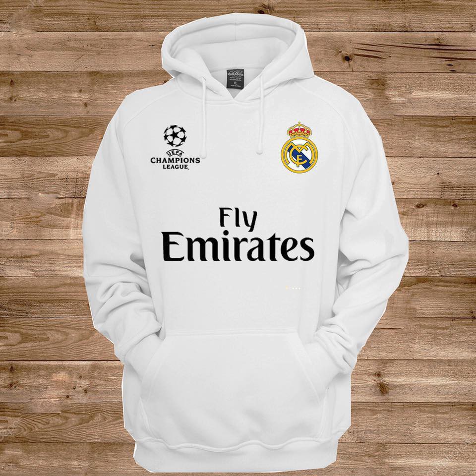 ( Siêu rẻ) Áo Hoodie Real Madrid, áo nỉ mũ in theo yêu cầu