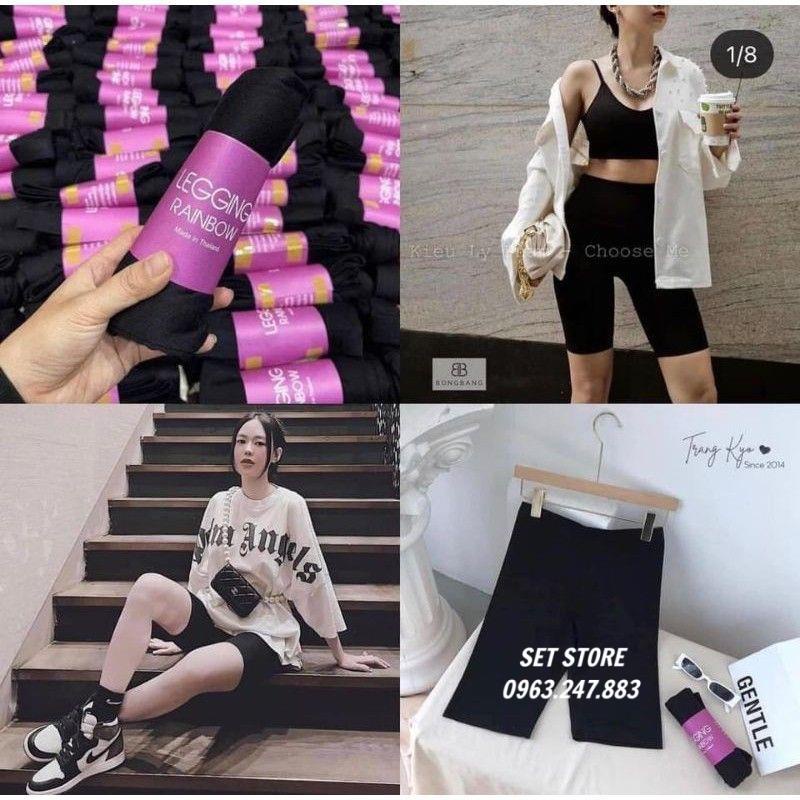 Quần legging lửng nữ,legging ngố nâng mông tập thể thao màu Đen [video ảnh thật] -