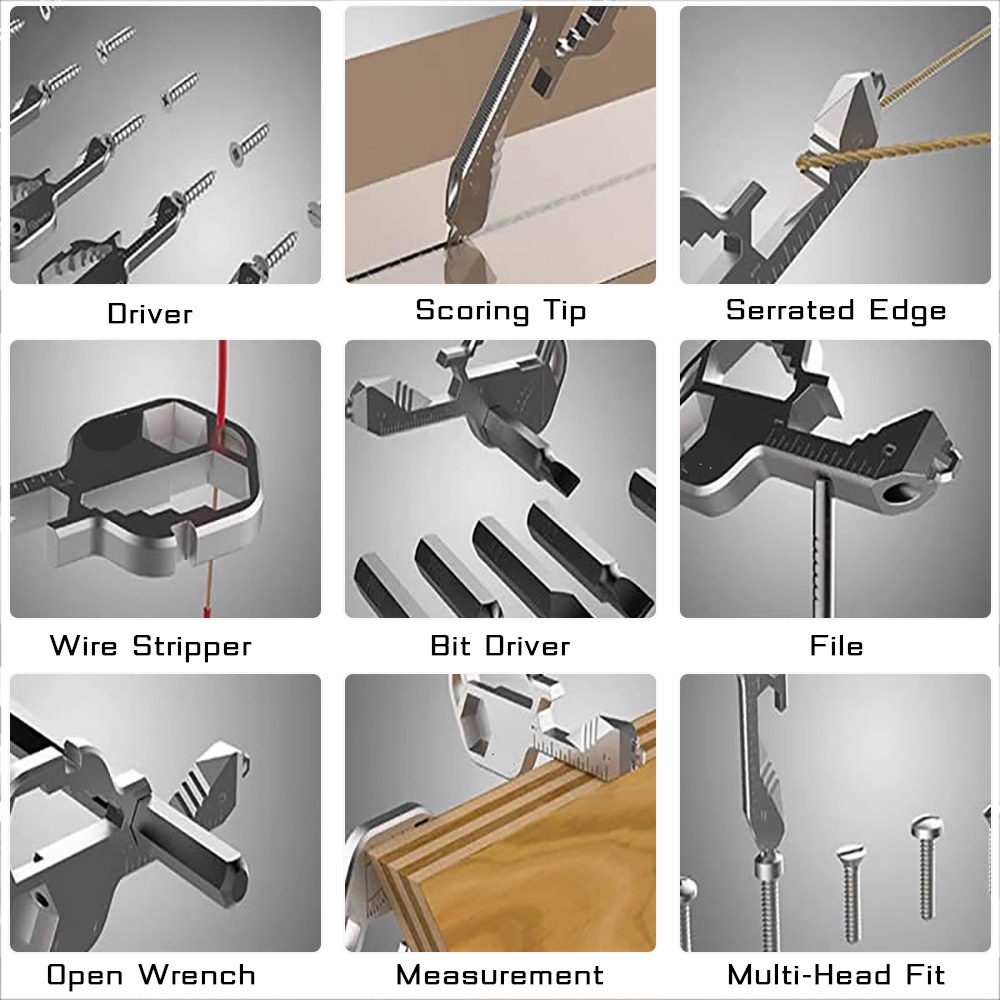 AIDEEPEN Chìa Khóa Cờ Lê Đa Năng 24 Trong 1 Có Kẹp Đo Lường Dùng Để Sửa Chữa