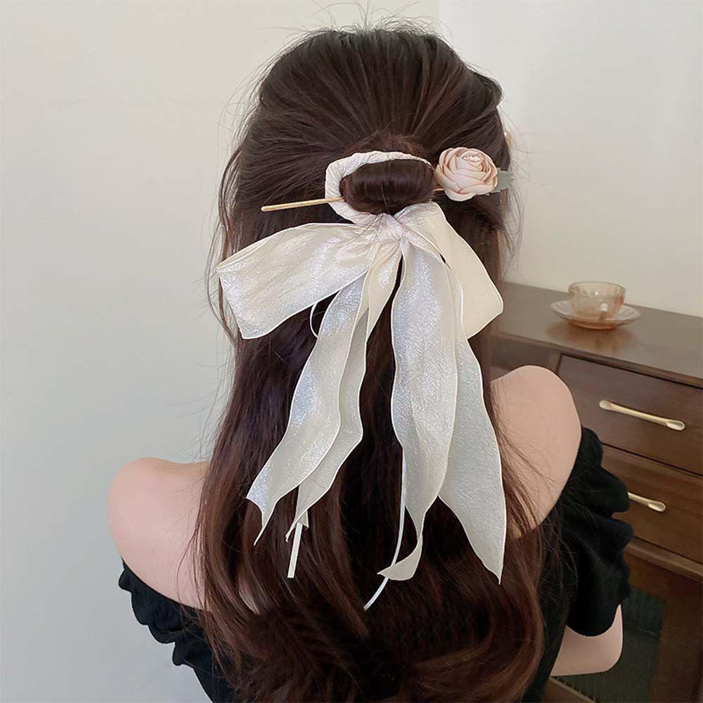 Trâm Cài Tóc Phối Nơ Lưới Phong Cách Trung Hoa Cổ Điển 15H