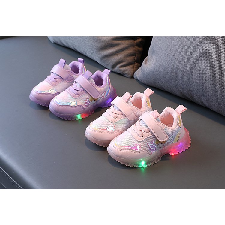 giày thể thao bé gái giày be gái có đèn led nhấp nháy thay được quai vải êm chân nhẹ êm chân  QCCC full hộp LED101