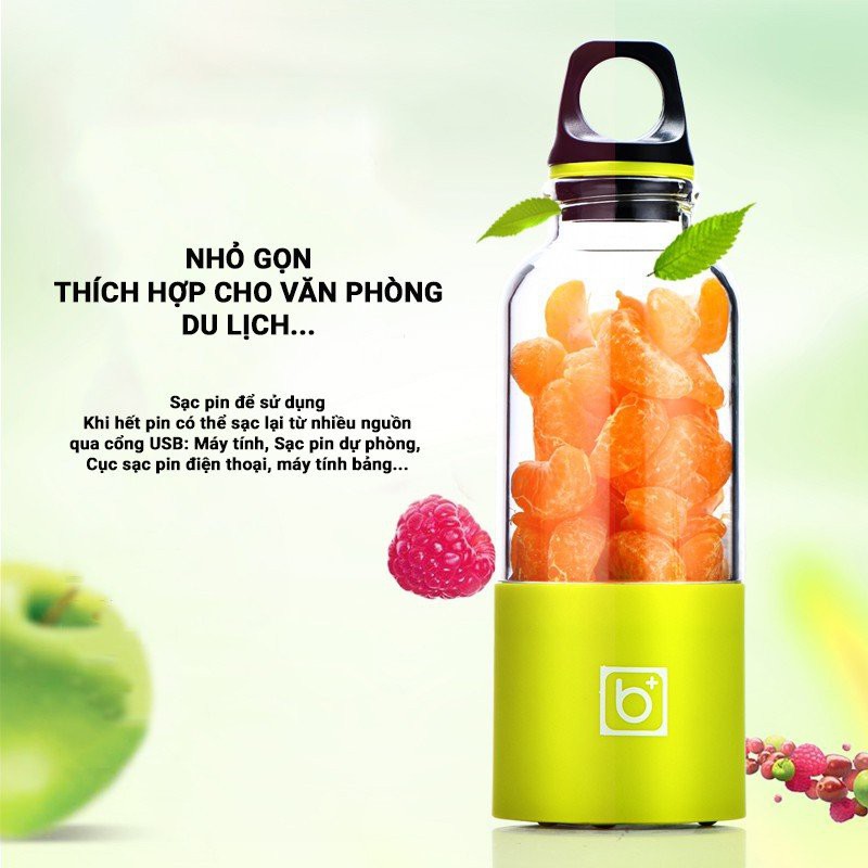 Máy Xay Sinh Tố Bingo Juicer Cup Cầm Tay Mini Sạc Pin 4 Lưỡi 25W 300Ml - CHỐNG NƯỚC CHỐNG VA ĐẬP Cho Mùa Hè 2021