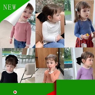 [Mẫu mới] Áo Thun Tay Dài Màu Trơn Phong Cách Phương Tây Dễ Thương Cho Bé Gái