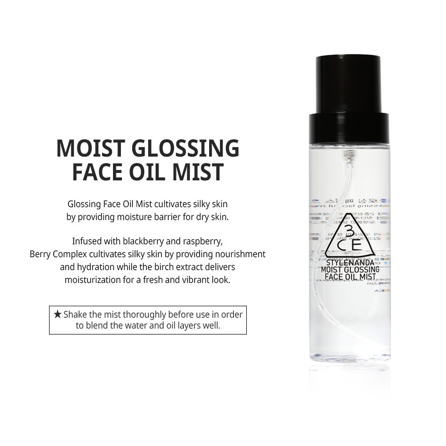 XỊT KHOÁNG [3CE] MOIST GLOSSING FACE OIL MIST 140ml