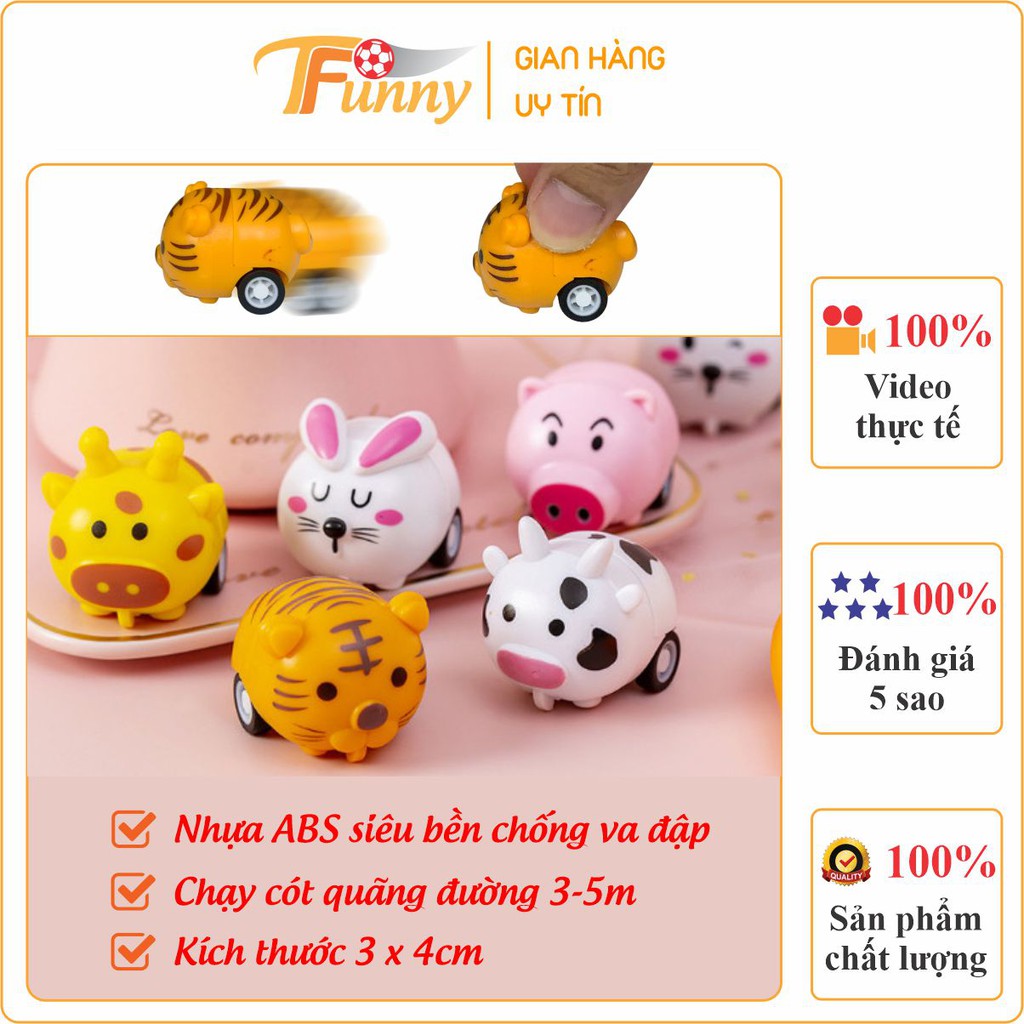 Bộ 3 Đồ Chơi Con Thỏ Heo Bò Mèo Gấu Chạy Cót Dễ Thương, T Funny, Nhựa ABS Siêu Bền, Cỡ 3 x 4cm