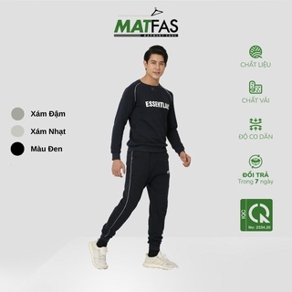 Bộ nỉ nam cổ tròn tay dài vải nỉ cao cấp in chữ ess trẻ trung năng động - matfas