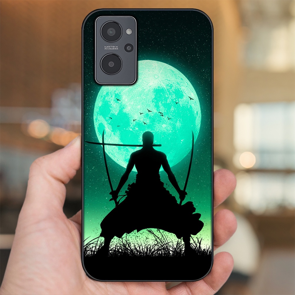 Ốp lưng Realme 9i viền đen in hình Zoro One Piece