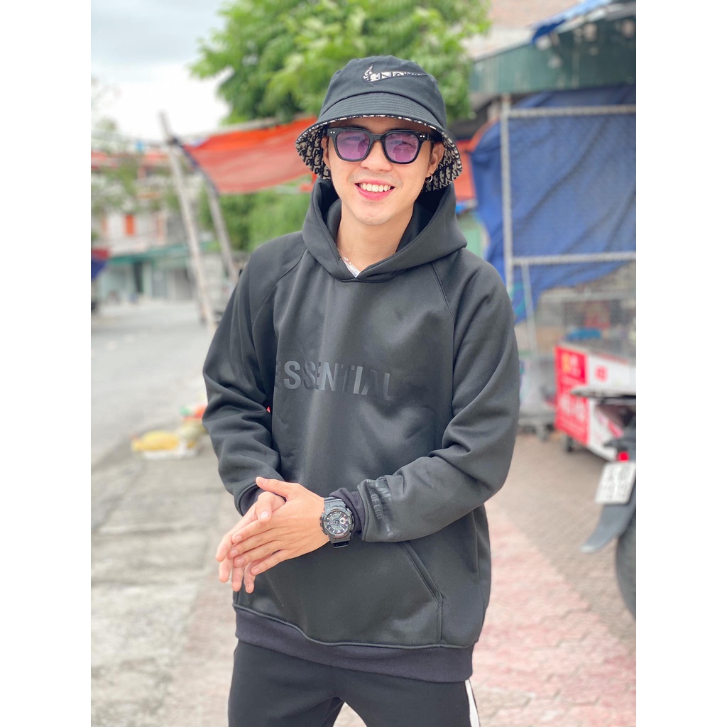 FREE SHIP  Áo hoodie nỉ Essentials unisex dài tay nam nữ cao cấp in cao su nổi, áo phông nỉ bông sweater có mũ màu nâu | BigBuy360 - bigbuy360.vn