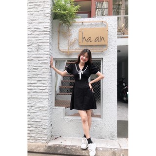 Đầm xoè phối ren tay phồng