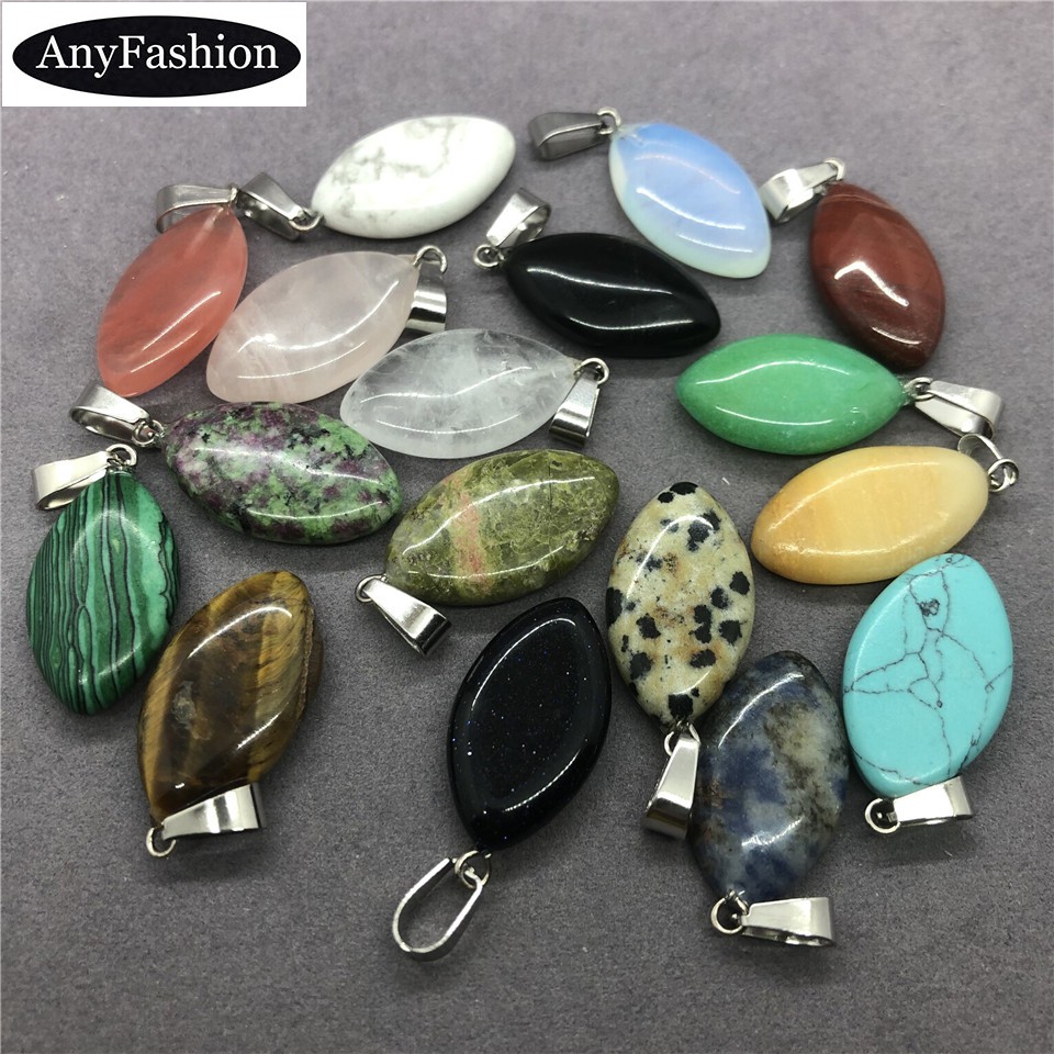 Mặt Dây Chuyền Bằng Đá Tự Nhiên Hình Oval Màu Xanh Lam Ngọc Lam Đá Rubyzoisite Ngựa Vằn