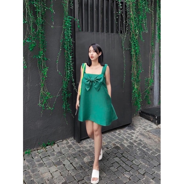 Đầm Nơ Dáng Xuông 4 Màu Form Xuông Bầu Bí Bon Chen Được