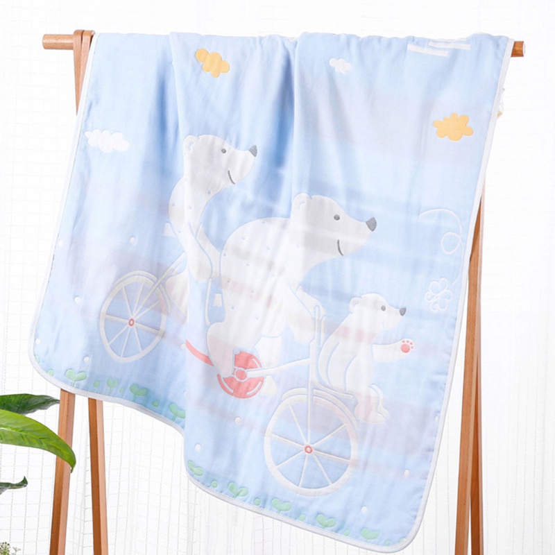 Chăn Cotton 6 Lớp Dày Dặn Mềm Mại In Họa Tiết Hoạt Hình Dành Cho Bé Sơ Sinh