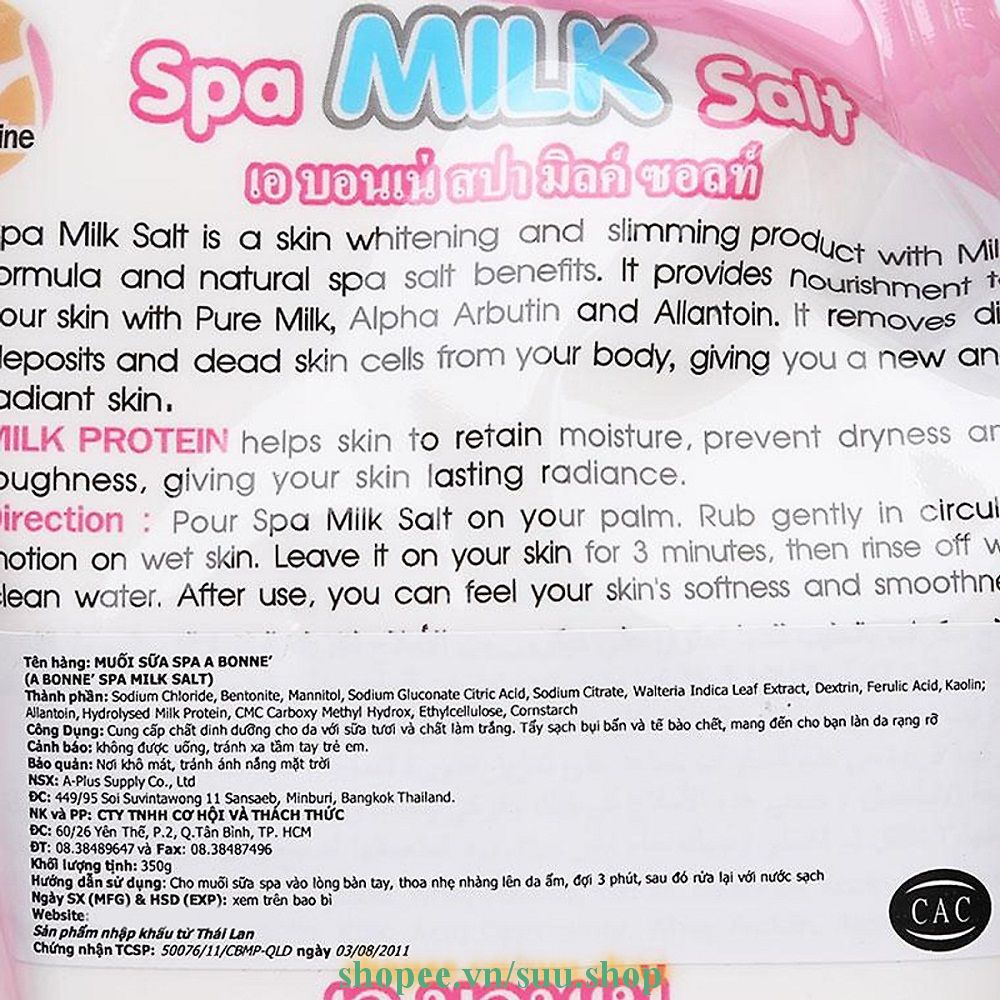 Muối Bò Tẩy Tế Bào Sữa Bò A Bonne 350g Thái Lan suu.shop cam kết 100% chính hãng | BigBuy360 - bigbuy360.vn