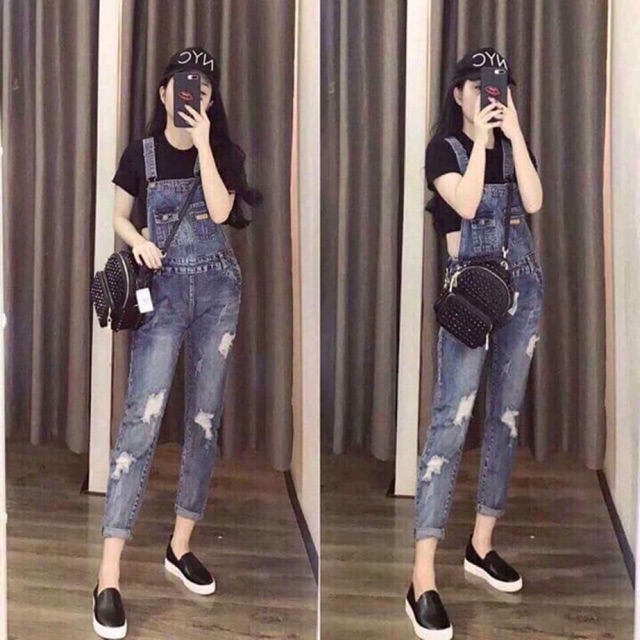 Quần yếm bò túi vuông