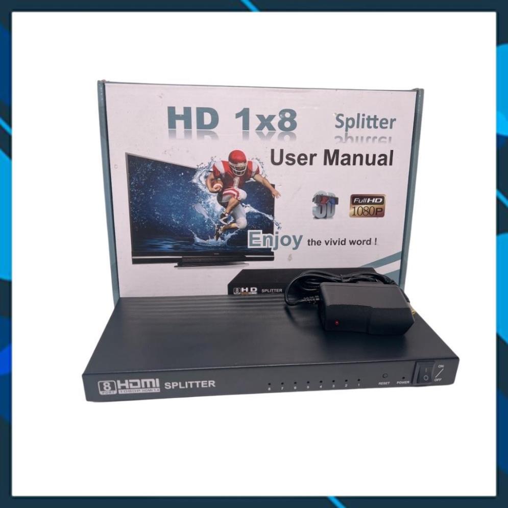 Bộ chia HDMI 1 ra 8 cổng Full HD 1080P Kèm Adapter. bảo hành 6 tháng.vtq.computer