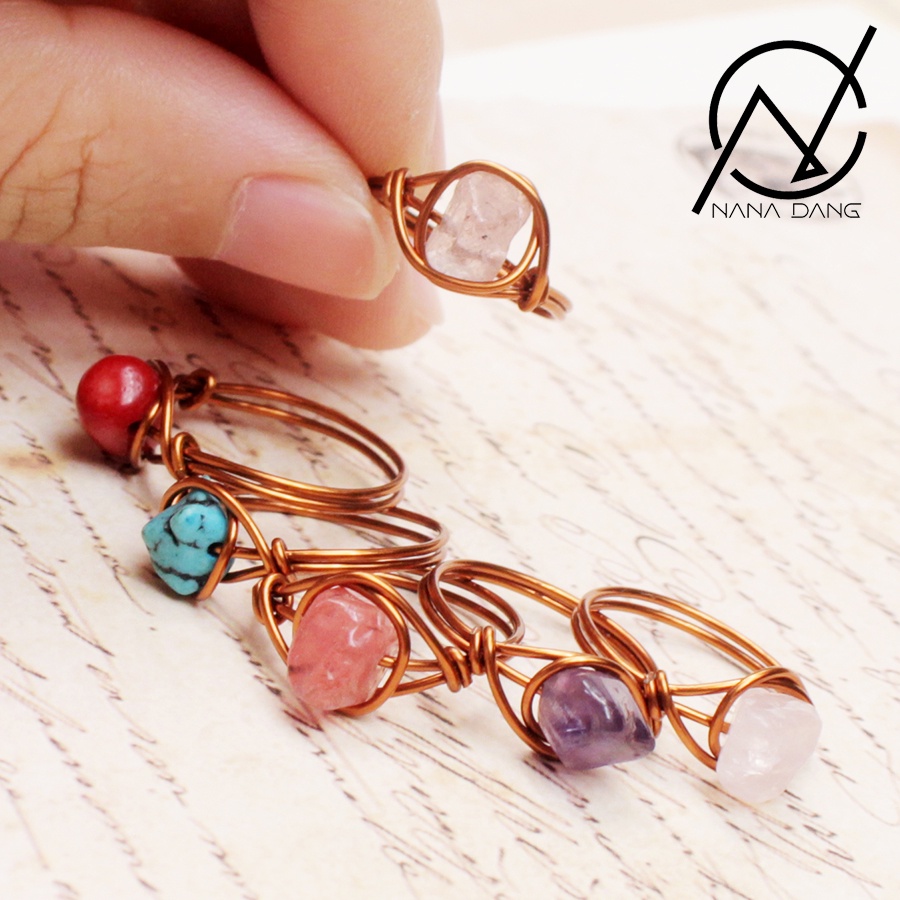 Nhẫn Đá Thiên Nhiên Thanh Tẩy Hỗ Trợ Thiền Luân Xa Mang May Mắn