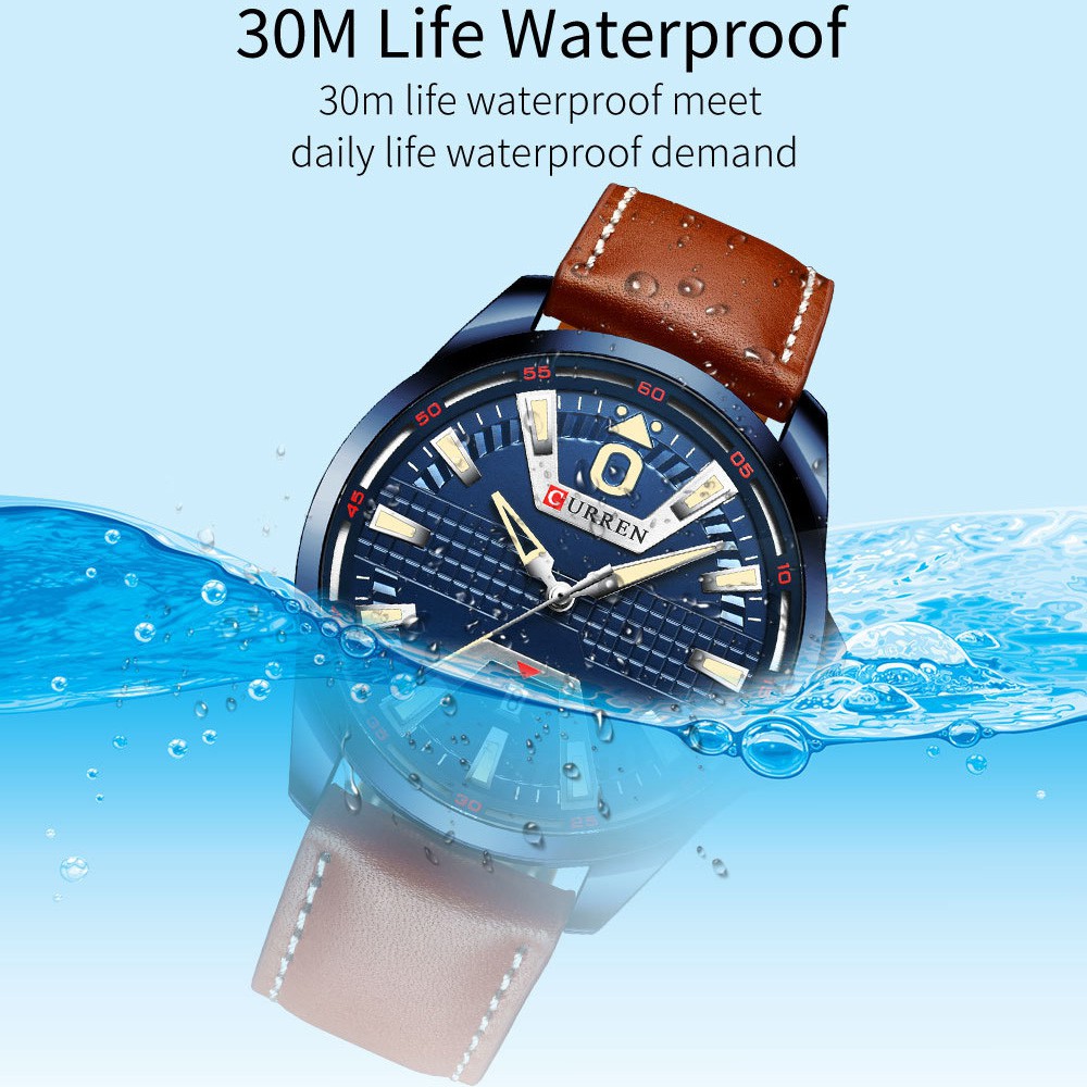 Đồng Hồ Quartz CURREN Dây Da Chống Thấm Nước Kiểu Dáng Thể Thao