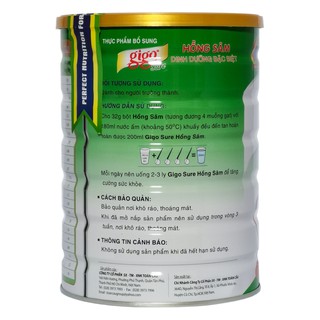 [CHÍNH HÃNG] Sữa Bột Gigo Sure Hồng Sâm 900g