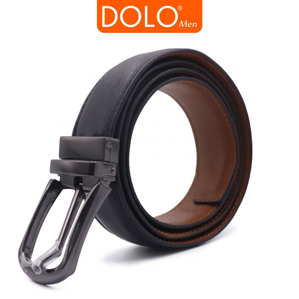 Dây Lưng da bò 2 lớp khâu viền khóa kim DLB04 DOLOMen - Bảo Hành 6 Tháng