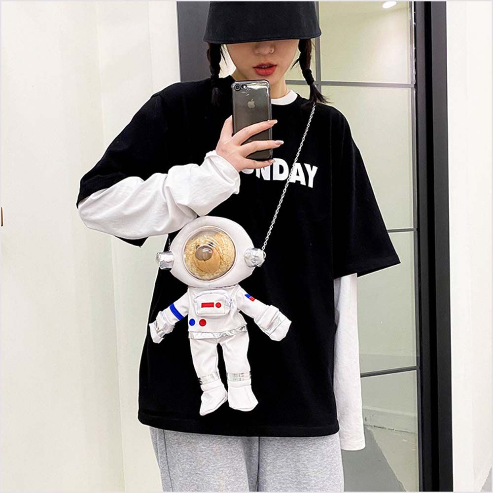 Túi đeo chéo hình gấu bông phi hành gia thời trang cho nữ