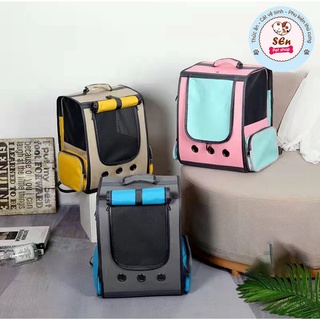 Balo vận chuyển chó mèo size to - balo đựng chó mèo có rèm che size lớn
