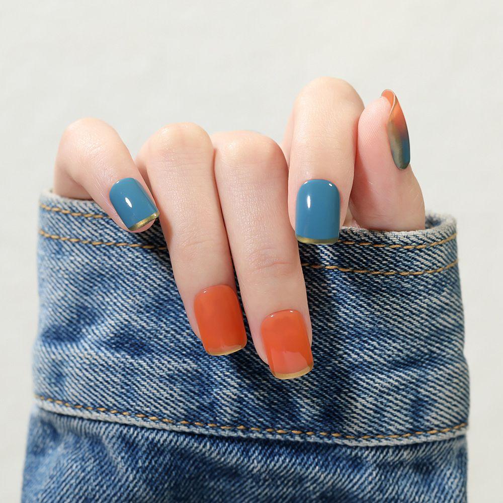 Móng Tay Giả Ngắn Họa Tiết Mèo / Gấu Trúc / Chấm Bi Thời Trang Hàn Quốc